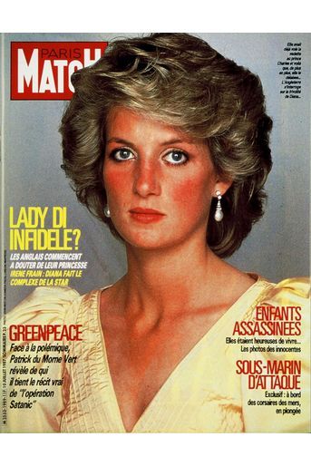 Lady Di infidèle ? Couverture du Paris Match n°1989 du 10 juillet 1987.