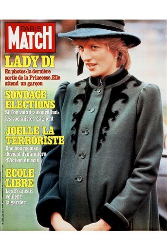 Lady Di : la dernière sortie de la princesse, elle attend un garçon. Couverture du Paris Match n°1718 du 30 avril 1982.