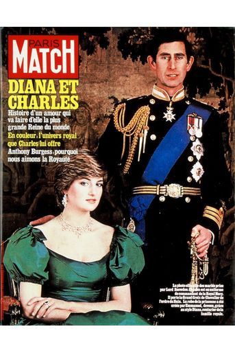 Diana et Charles, histoire d'un amour qui va faire d'elle la plus grande reine du monde. Couverture du Paris Match n°1680 du 7 août 1981.