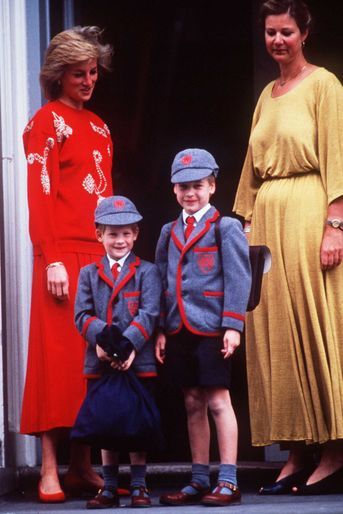 La princesse Diana avec ses fils les princes William et Harry, en septembre 1989