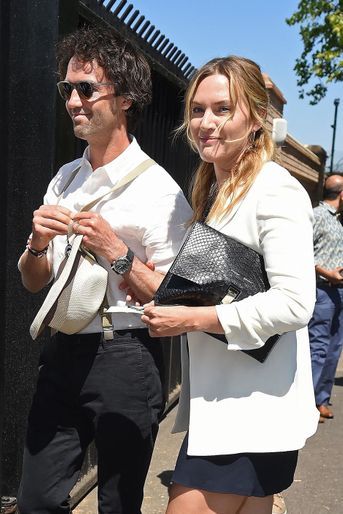 Abel Smith et Kate Winslet à Wimbledon à Londres en juillet 2018
