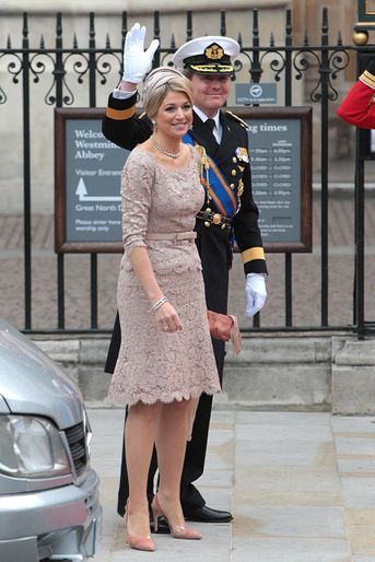 La princesse Maxima et le prince héritier Willem-Alexander des Pays-Bas au mariage du prince William et de Kate Middleton, le 29 avril 2011
