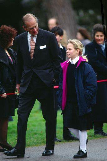 Zara Phillips avec son grand-père le prince Philip, le 23 février 1991