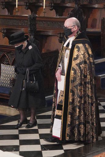 La reine Elizabeth II aux obsèques du prince Philip à Windsor le 17 avril 2021