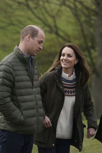 Le prince William et Kate Middleton visitent une ferme à Durham (nord-est de l&#039;Angleterre) le 27 avril 2021