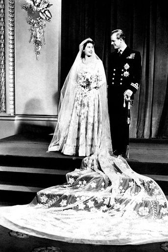 La princesse Elizabeth et le prince Philip, le jour de leur mariage, à Londres le 20 novembre 1947