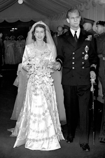 La princesse Elizabeth et le prince Philip le 20 novembre 1947, jour de leur mariage