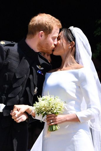 Le prince Harry et Meghan Markle le jour de leur mariage à Windsor le 19 mai 2018