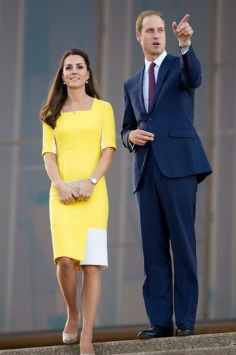 La duchesse Catherine de Cambridge et le prince William devant l'Opéra de Sydney, le 16 avril 2014