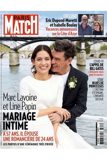 Marc Lavoine et Line Papin, mariage intime : À 57 ans, il épouse une romancière de 24 ans - Paris Match n°3718, 6 août 2020