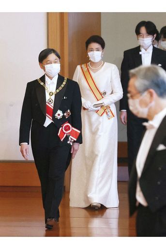 L&#039;empereur Naruhito du Japon, l&#039;impératrice Masako et le prince héritier Fumihito d&#039;Akishino à Tokyo, le 1er janvier 2021