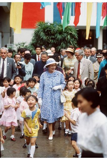 La reine Elizabeth II d&#039;Angleterre à Pékin, en octobre 1986