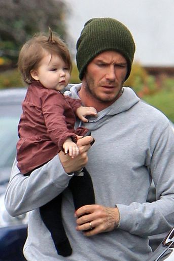 Harper Beckham avec son père David Beckham en mars 2012