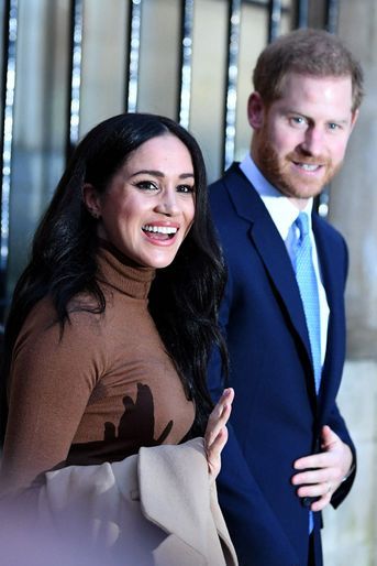 Meghan et Harry après leur visite à la Canada House à Londres le 7 janvier 2020. Le lendemain, ils annonçaient leur départ de la famille royale.
