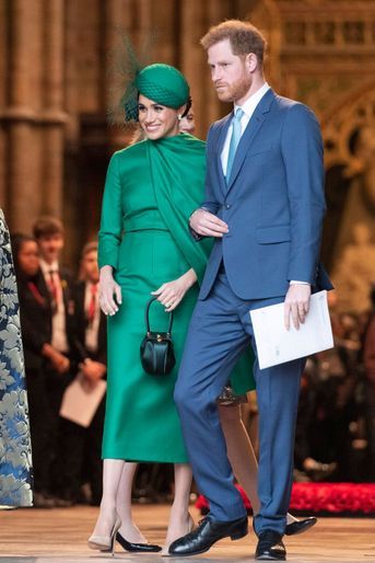 Meghan Markle et le prince Harry à Londres, le 9 mars 2020, lors de leur dernier engagement avec la famille royale britannique