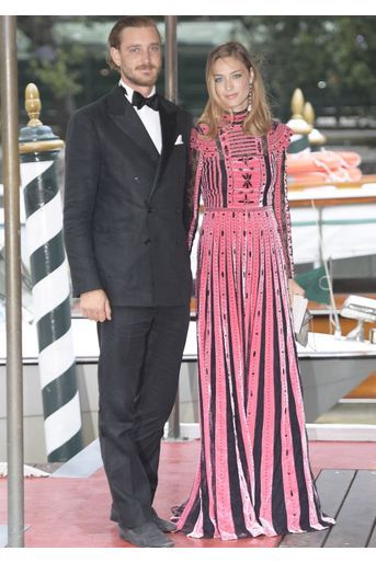 Pierre Casiraghi et Beatrice Borromeo (en Valentino) lors du 74e Festival du film de Venise en septembre 2017