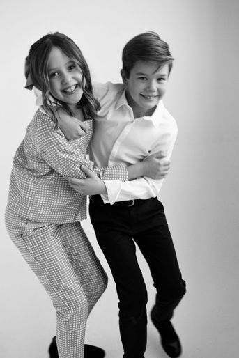 La princesse Josephine et le prince Vincent de Danemark. Portrait en noir et blanc diffusé le 8 janvier 2021 pour leurs 10 ans