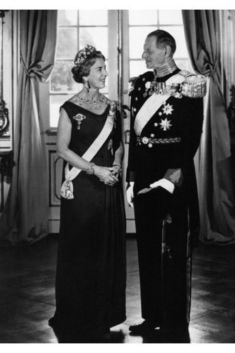 La reine Ingrid avec le roi Frederik IX de Danemark, le 1er avril 1965