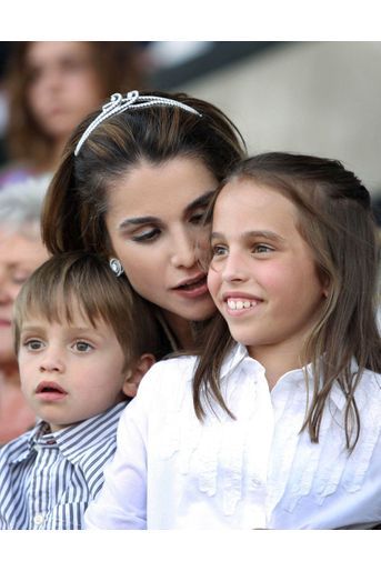 La reine Rania de Jordanie avec la princesse Salma et le prince Hashem, le 9 juin 2009