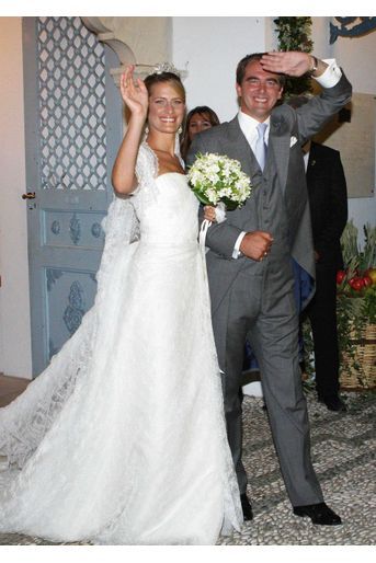 Les mariés, le prince Nikolaos de Grèce et Tatiana Blatnik sur l'île de Spetses, le 25 août 2010