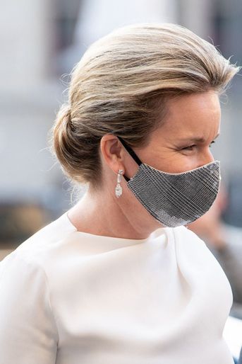 Le masque de la reine des Belges Mathilde à Gand, le 22 septembre 2020