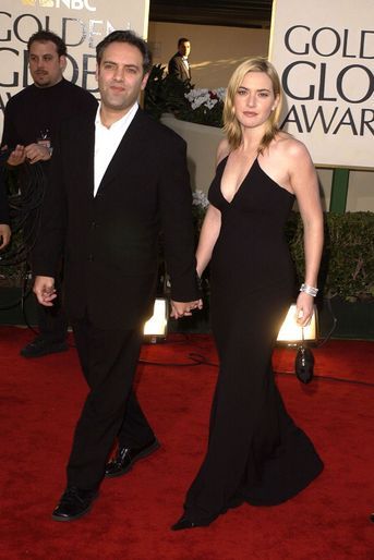 Kate Winslet (et son mari d&#039;alors le réalisateur Sam Mendes) aux Golden Globes à Los Angeles en janvier 2002