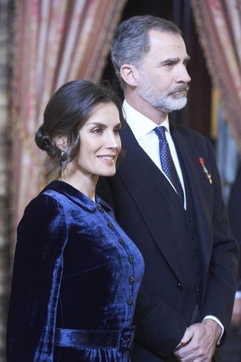 La reine Letizia et le roi Felipe VI d&#039;Espagne à Madrid, le 5 février 2020