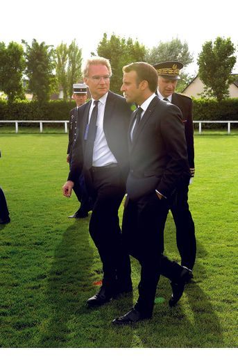 Colleville-sur-Mer, 2019, avec le président Macron, en marge des cérémonies du 75e anniversaire du débarquement en Normandie.