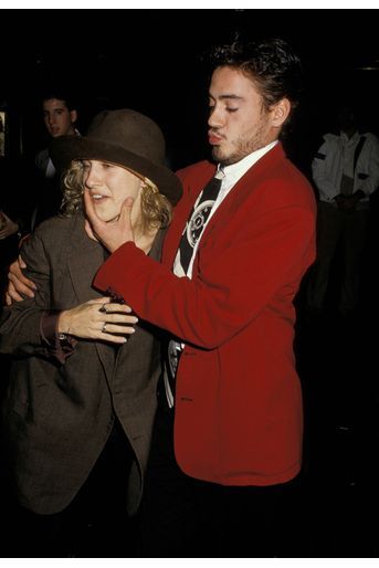 Sarah Jessica Parker et Robert Downey Jr en 1987 aux studios de la NBC à New York. 