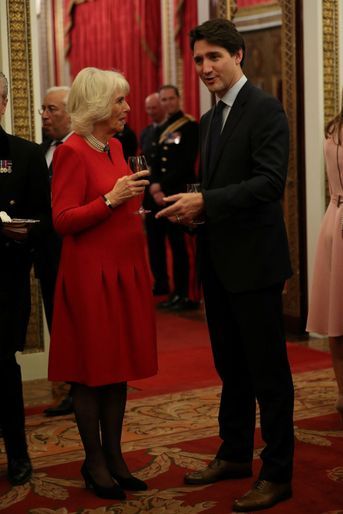 La duchesse de Cornouailles Camilla avec le Premier ministre canadien Justin Trudeau à Londres, le 3 décembre 2019