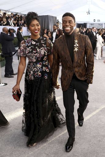 Chadwick Boseman et Taylor Simone Ledward aux Screen Actors Guild Awards à Los Angeles en janvier 2019