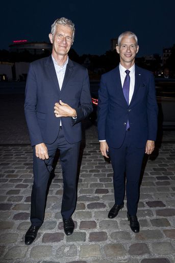 Didier Fusillier (président de la Villette) et Franck Riester à l'exposition Jam Capsule à la Villette à Paris le 22 juin 2020