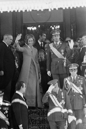 La reine Sofia et le roi Juan Carlos d'Espagne, à Madrid le 22 novembre 1975