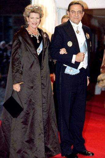 L&#039;ex-reine Anne-Marie, tante du marié, et l&#039;ex-roi des Héllènes Constantin II de Grèce à Frederiksborg, le 18 novembre 1995