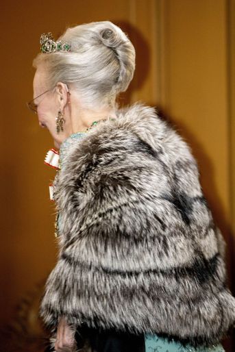 La coiffure de la reine Margrethe II de Danemark à Copenhague, le 1er janvier 2020