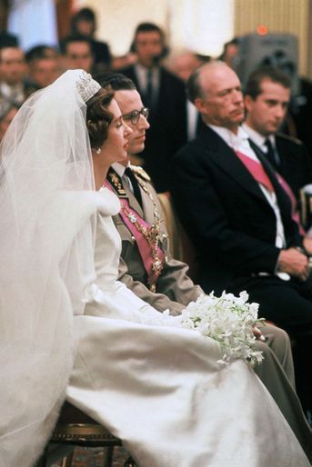 Le roi des Belges Baudouin et Fabiola de Mora y Aragon, lors de leur mariage civil à Bruxelles, 15 décembre 1960