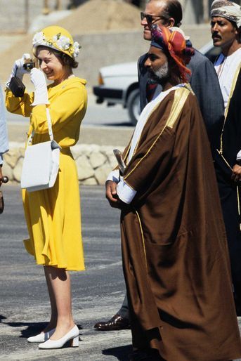 Le sultan Qaboos d&#039;Oman avec la reine Elizabeth II et le prince Philip à Mascate, le 28 février 1979