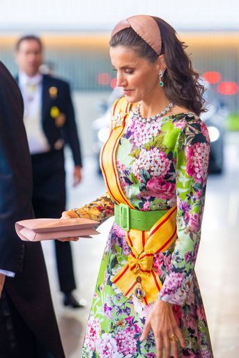 La reine Letizia d&#039;Espagne portant sa bague Karen Hallam lors de la cérémonie d&#039;intronisation de l&#039;empereur Naruhito du Japon à Tokyo, le 22 octobre 2019