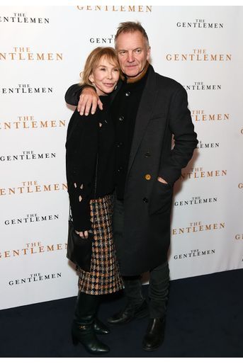 Sting et sa femme Trudie Styler lors de la première du film &quot;The Gentleman&quot; à Londres le 3 décembre 2019. 