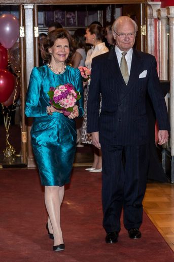 La reine Silvia et le roi Carl XVI Gustaf à Stockholm, le 13 février 2020