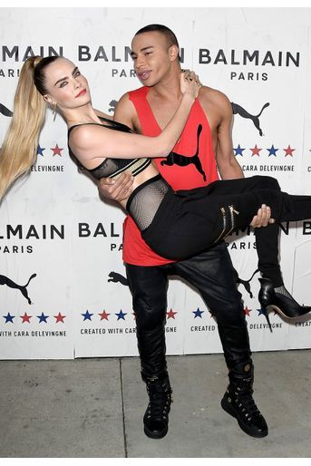 Cara Delevingne et Olivier Rousteing lors de la soirée PUMA x Balmain à Los Angeles le jeudi 21 novembre 2019.