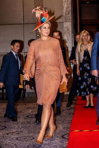 La reine Maxima des Pays-Bas, dans une robe Natan, à New Delhi le 15 octobre 2019