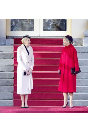 La reine Maxima des Pays-Bas avec la Première dame polonaise à La Haye, le 29 octobre 2019