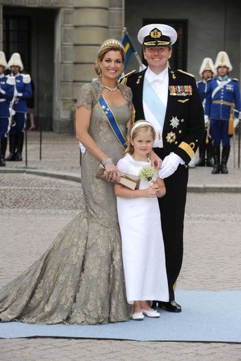 La princesse Catharina-Amalia des Pays-Bas avec ses parents la princesse Maxima et le prince héritier Willem-Alexander à Stockholm, le 19 juin 2010