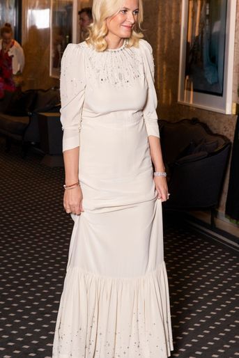 La princesse Mette-Marit de Norvège dans une robe Pia Tjelta, à Oslo le 10 décembre 2019