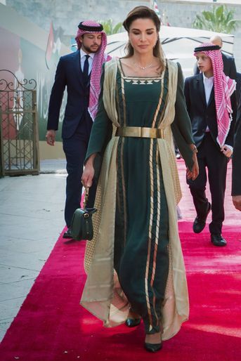 La reine Rania de Jordanie dans une robe Fedaa Assaf, le 25 mai 2019 à Amman
