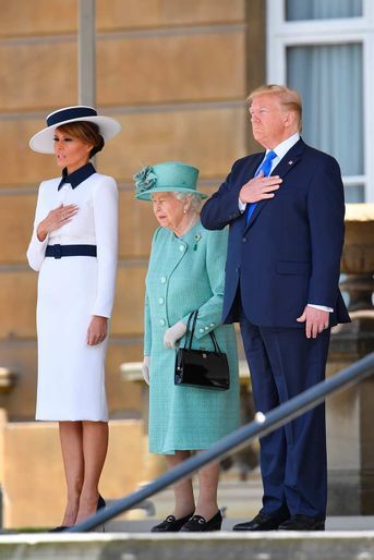Donald et Melania Trump avec la reine Elizabeth II à Buckingham Palace, le 3 juin 2019.