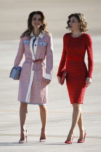 La reine Letizia d&#039;Espagne accueille la reine Rania de Jordanie à Madrid, le 19 novembre 2015