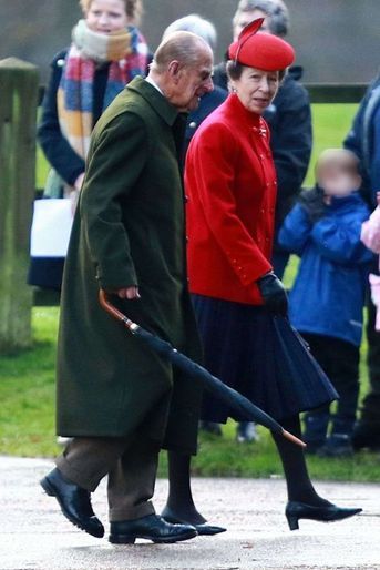 le prince Philip et la princesse Anne à Sandringham, le 27 décembre 2015