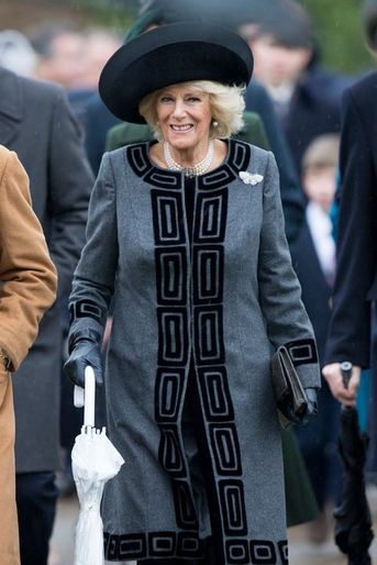 La duchesse de Cornouailles Camilla à Sandringham, le 25 décembre 2015